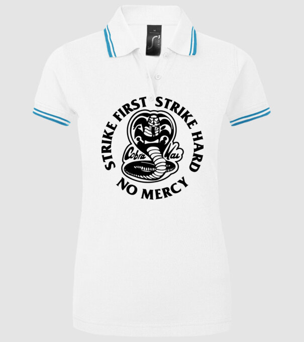 Strike first strike hard no mercy model alb pe tricou