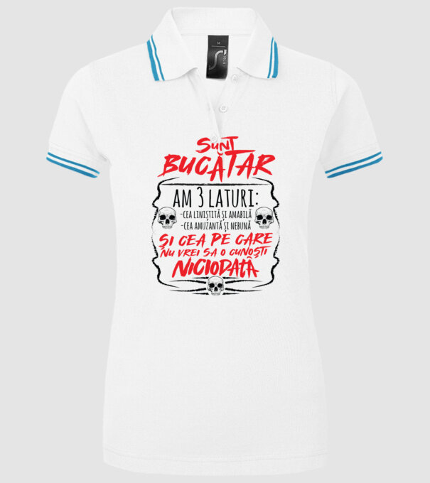 sunt bucătar am 3 laturi model alb pe tricou