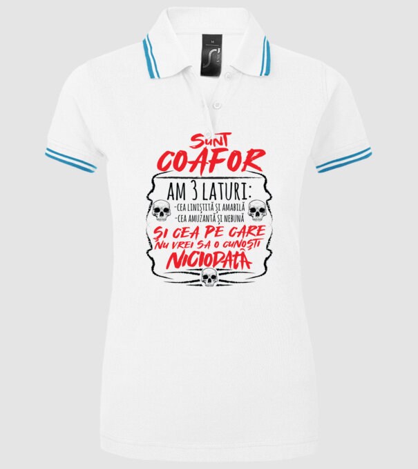 sunt coafor am 3 laturi model alb pe tricou