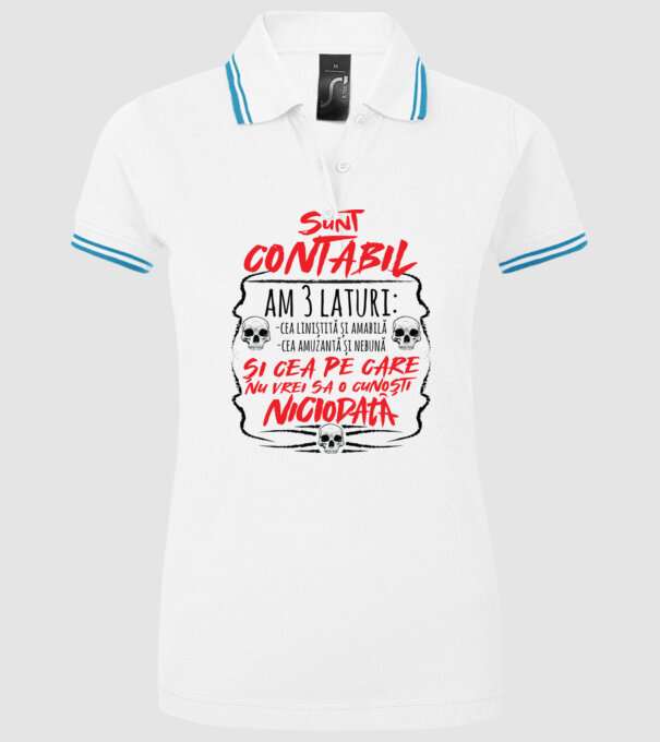sunt contabil am 3 laturi model alb pe tricou