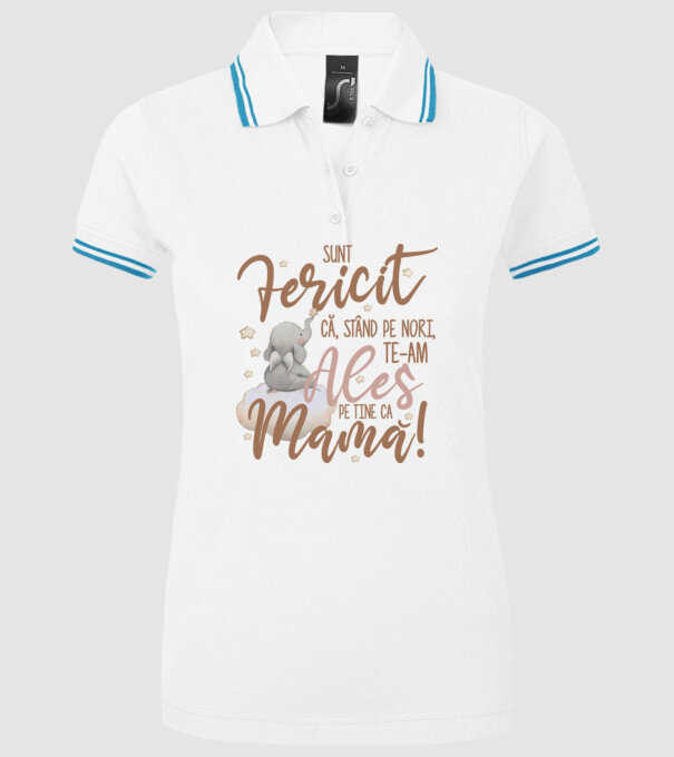 Sunt fericit că, stând pe nori, te-am ales pe tine ca mamă! model alb pe tricou