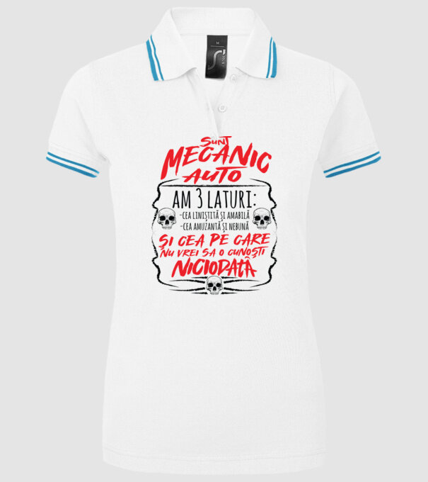 sunt mecanic auto am 3 laturi model alb pe tricou