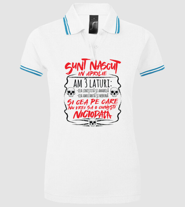 Sunt născut în aprilie, am 3 laturi model alb pe tricou