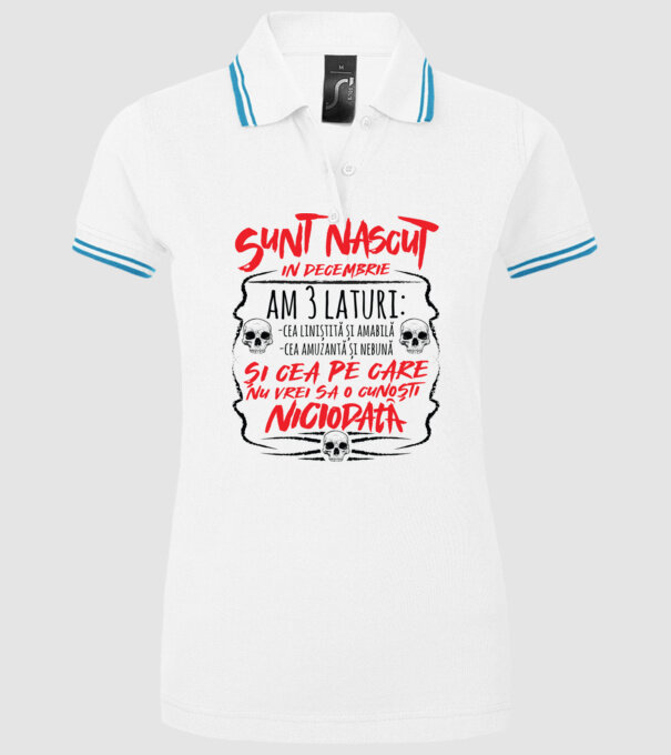 Sunt născut în decembrie am 3 laturi model alb pe tricou