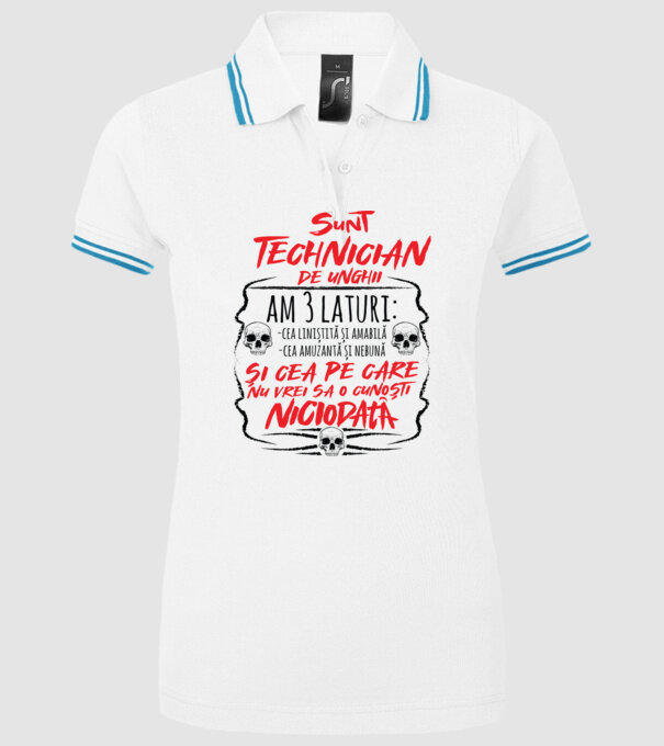 sunt tehnician de unghii am 3 laturi model alb pe tricou