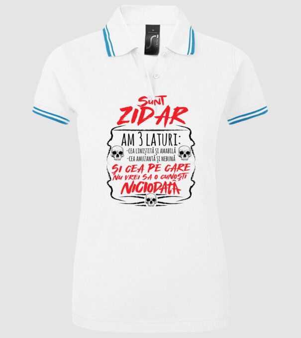 sunt zidar am 3 laturi model alb pe tricou