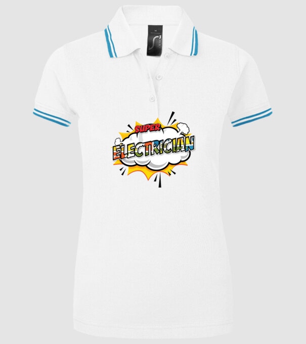 Super Electrician model alb pe tricou