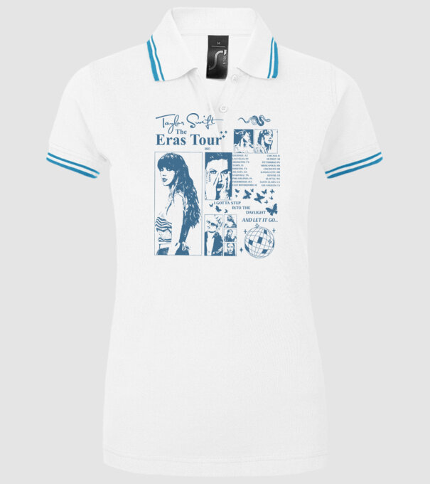 Taylor Swift ERAS print blue model alb pe tricou