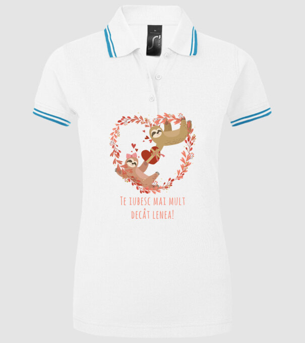 Te iubesc mai mult decât lenea model alb pe tricou