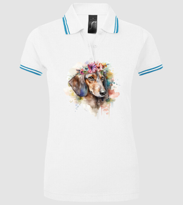 Teckel model alb pe tricou