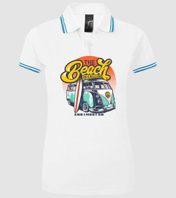 The Beach is Calling model alb pe tricou