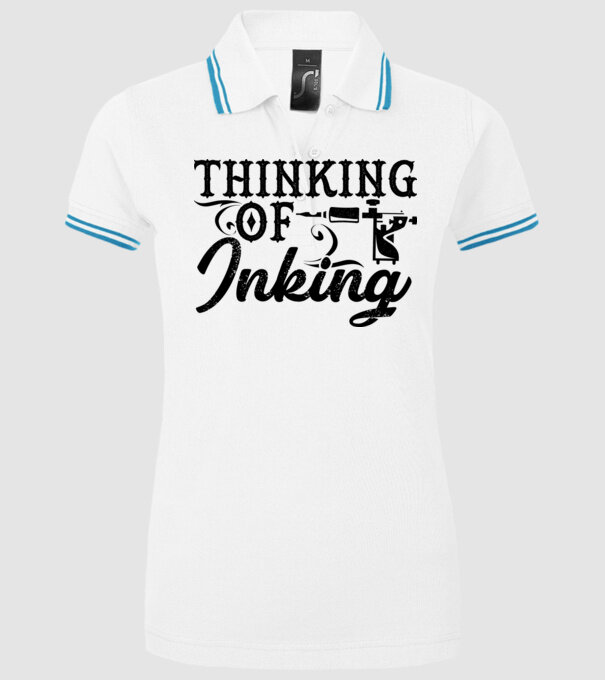 Thinking of inking model alb pe tricou