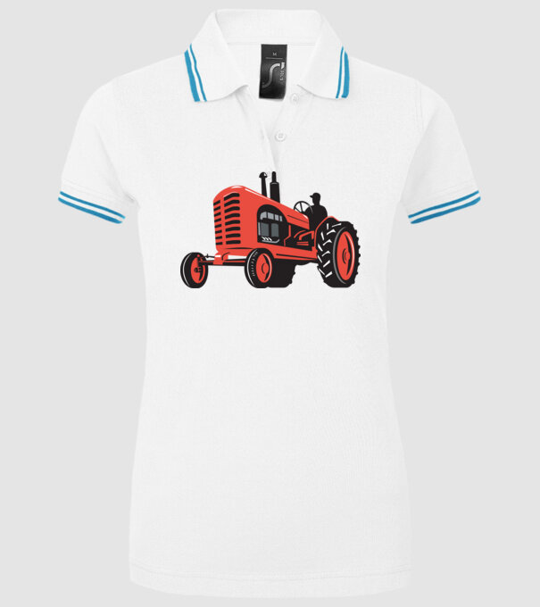 TRACTOR model alb pe tricou