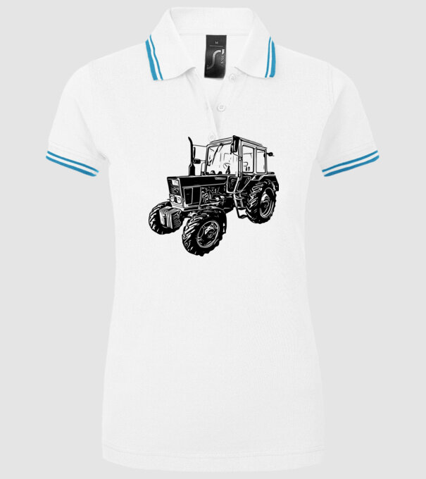 TRACTOR model alb pe tricou