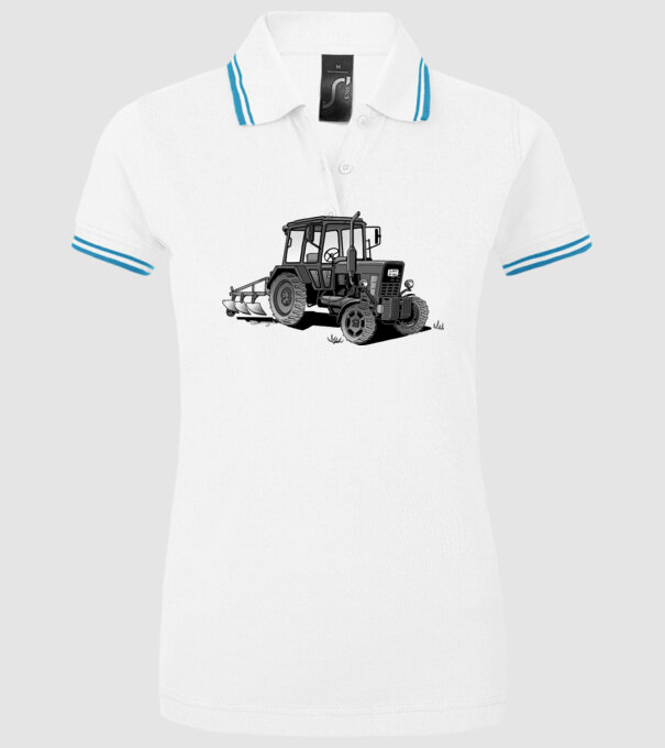 TRACTOR model alb pe tricou