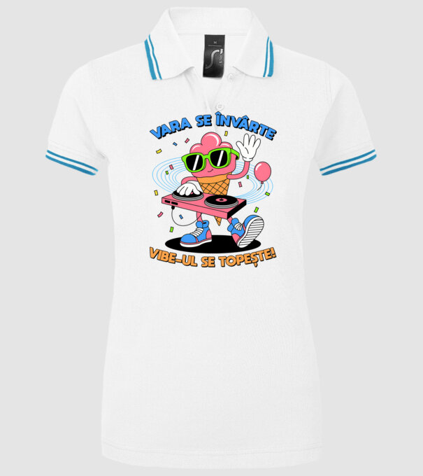 Vara se învârte model alb pe tricou