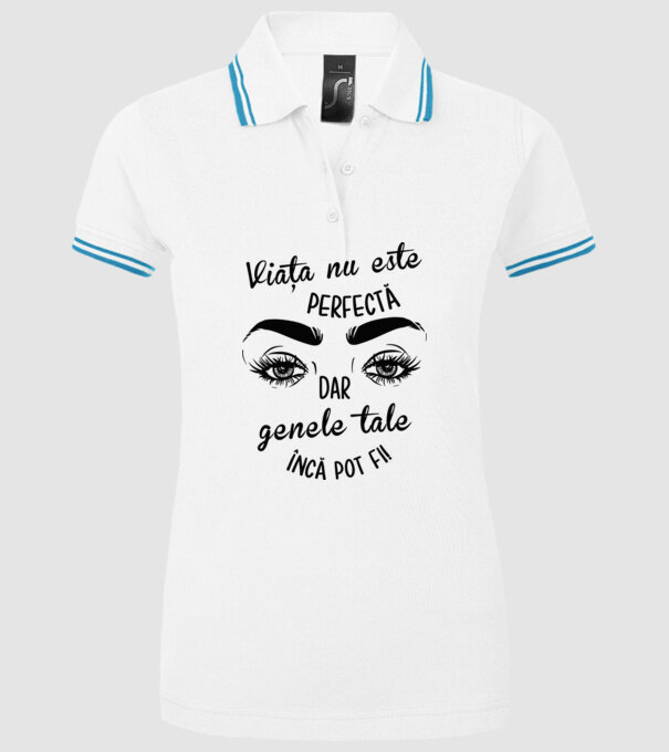 Viața nu este perfectă, dar genele tale încă pot fi! model alb pe tricou