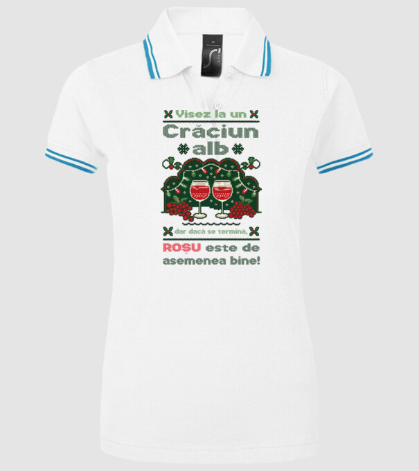 Visez la un Crăciun alb dar dacă se termină, Roșu este de asemenea bine! alb model alb pe tricou