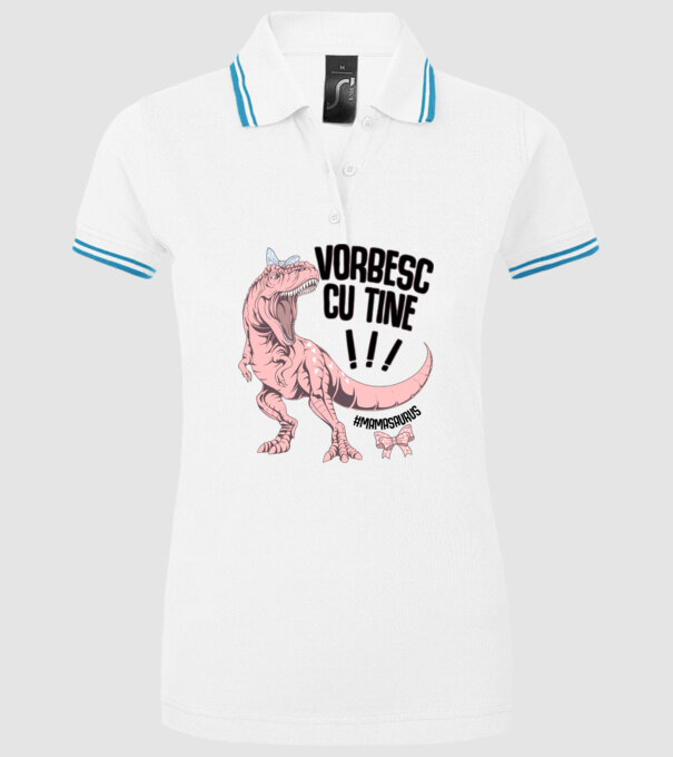 Vorbesc cu tine! #mamasaurus model alb pe tricou