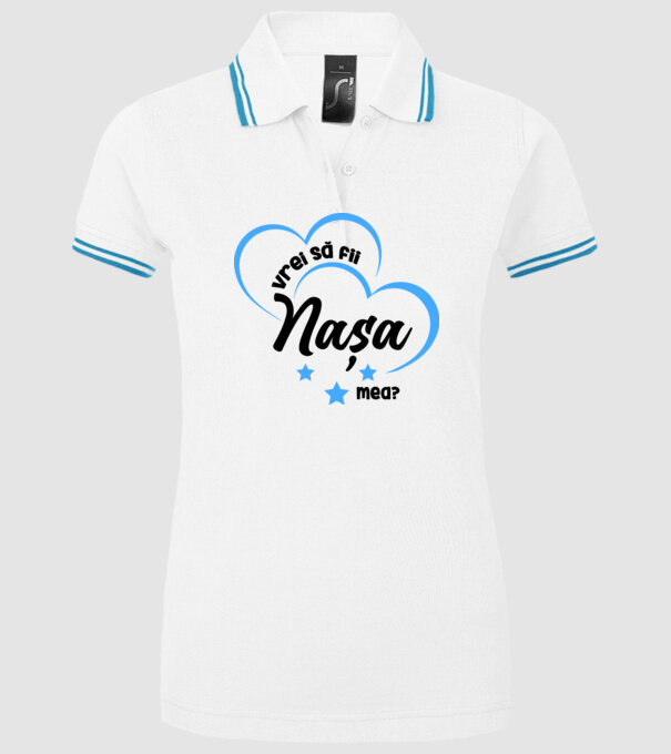 Vrei să fii nașa mea? model alb pe tricou