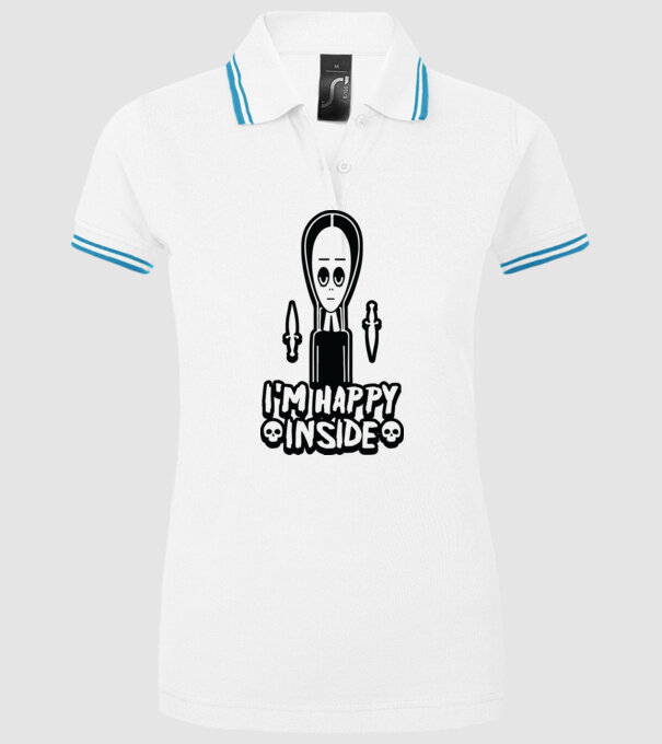 WEDNESDAY Happy inside model alb pe tricou