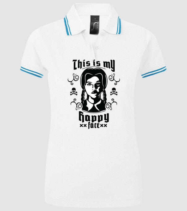 WEDNESDAY This is my happy face model alb pe tricou