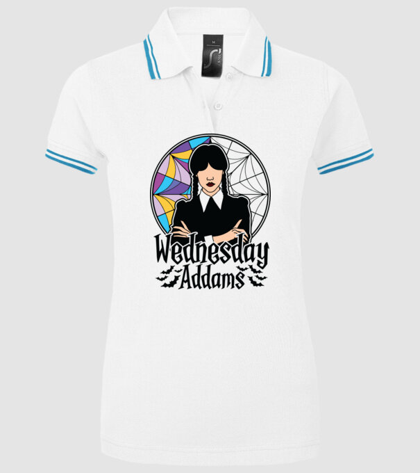  Wednesday Window colorful model alb pe tricou