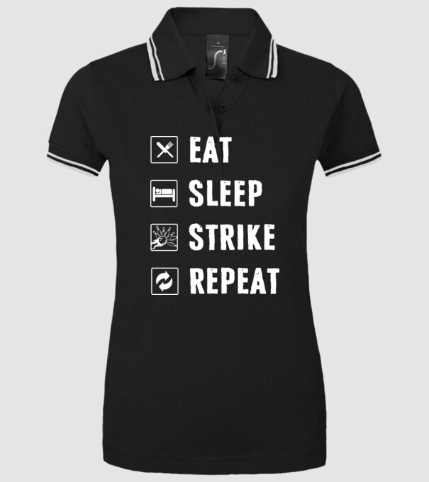Bowling daily routine model negru pe tricou