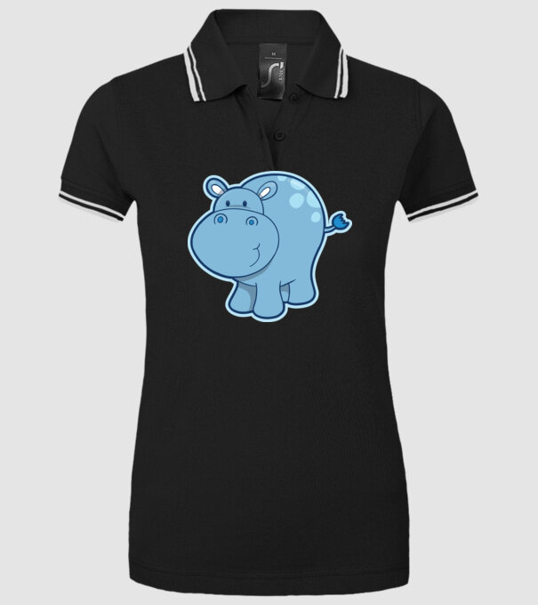 Cartoon hippo model negru pe tricou