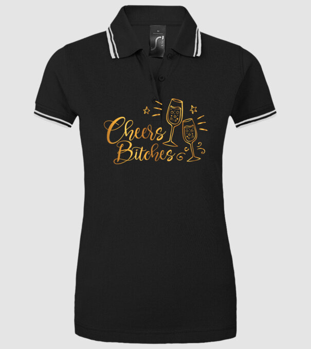 Cheers Bitches model negru pe tricou