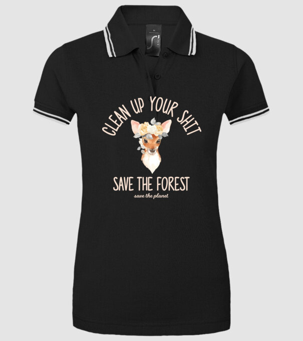 Clean up your shit model negru pe tricou
