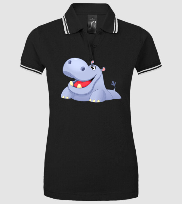Cute Hippo model negru pe tricou
