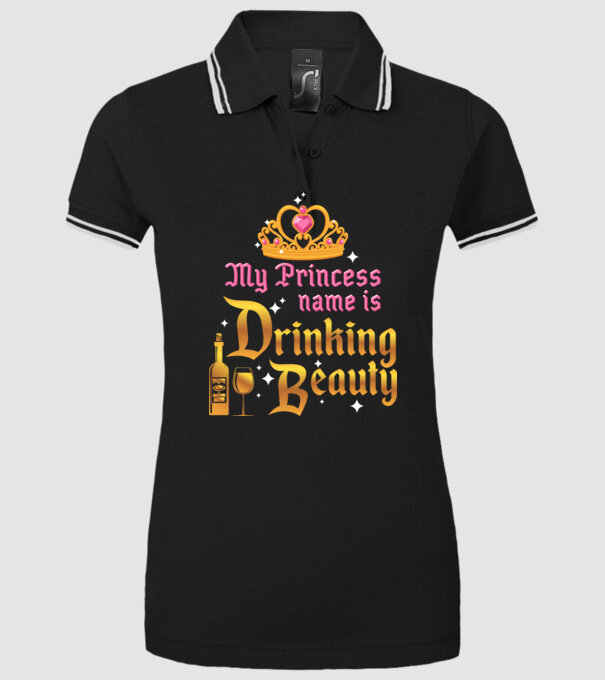 Drinking beauty model negru pe tricou