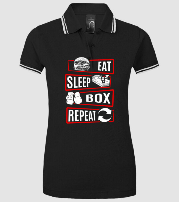 Eat sleep box repeat model negru pe tricou
