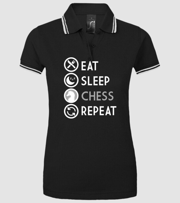 eat sleep chess model negru pe tricou