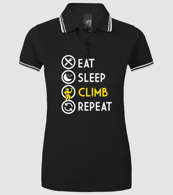 Eat sleep climb model negru pe tricou