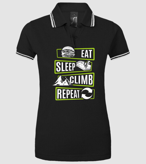 Eat sleep climb repeat model negru pe tricou