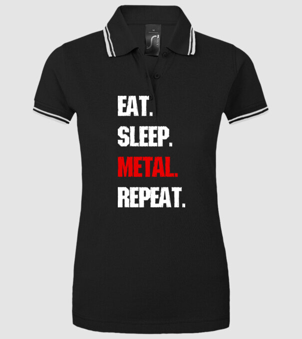 Eat sleep METAL repeat model negru pe tricou
