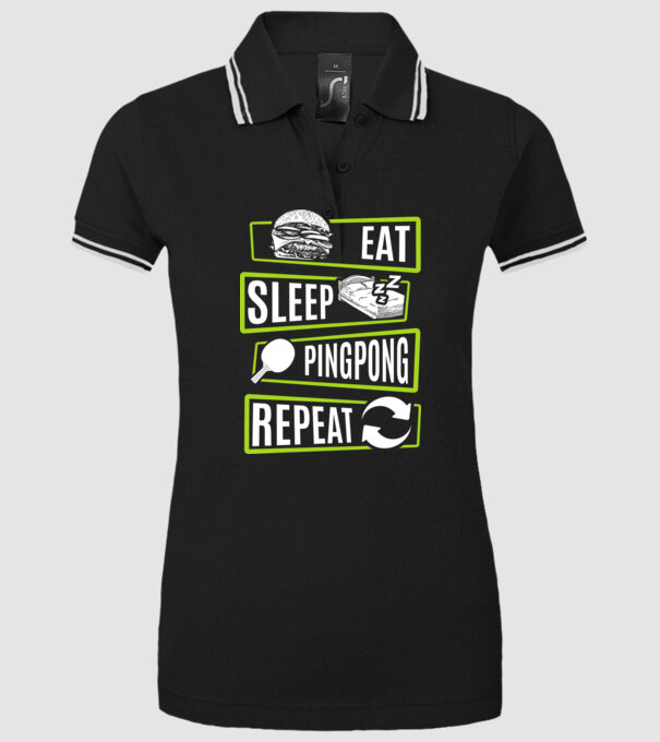 Eat sleep PING PONG repeat model negru pe tricou