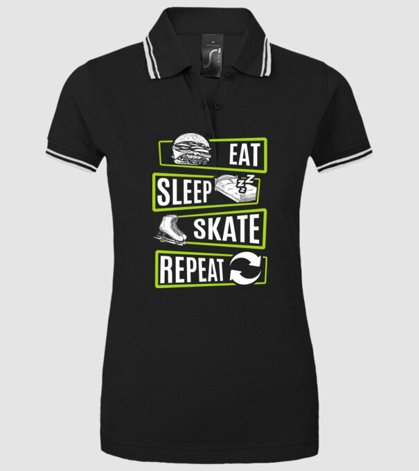 Eat sleep repeat patinaj V2 model negru pe tricou