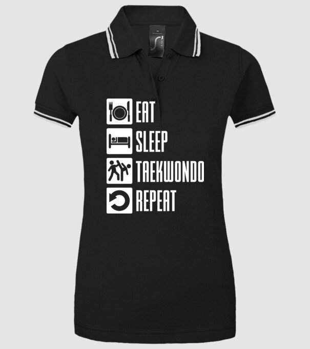 Eat sleep taekwondo model negru pe tricou