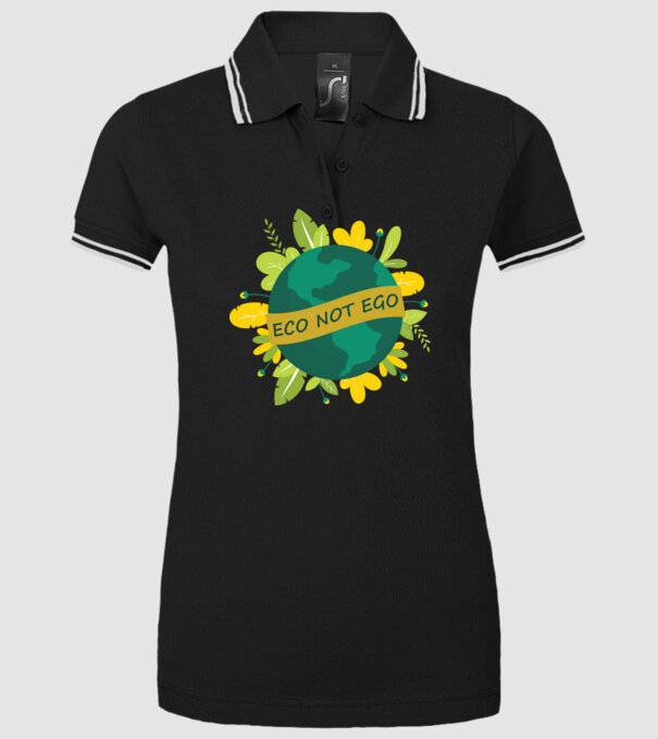 ECO NOT EGO model negru pe tricou