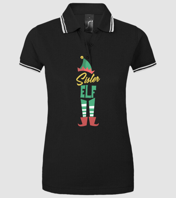 Elf family sister model negru pe tricou