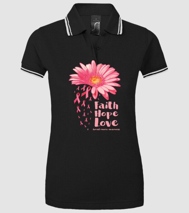 Gerbera faith hope love model negru pe tricou