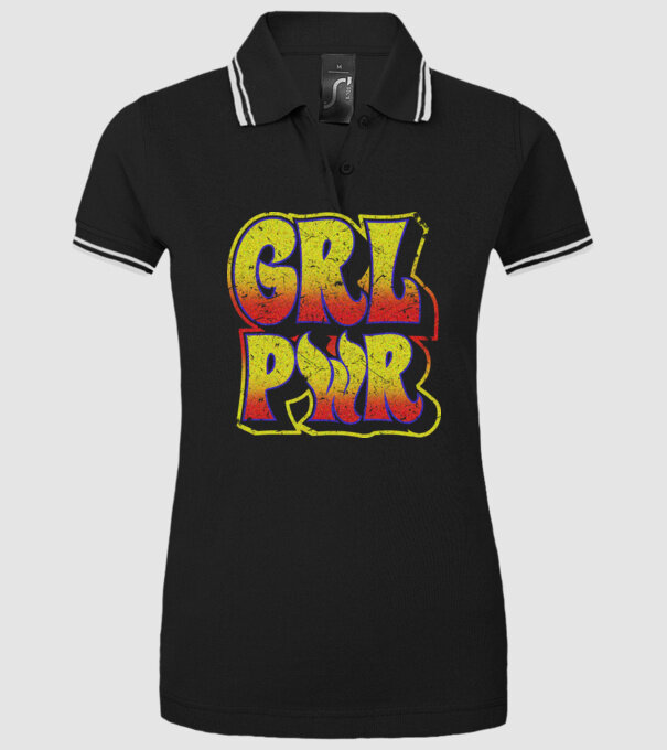 Girl Power retro model negru pe tricou