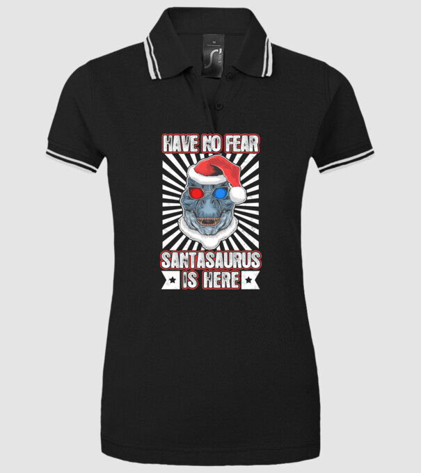 Have no fear Santasaurus is here model negru pe tricou