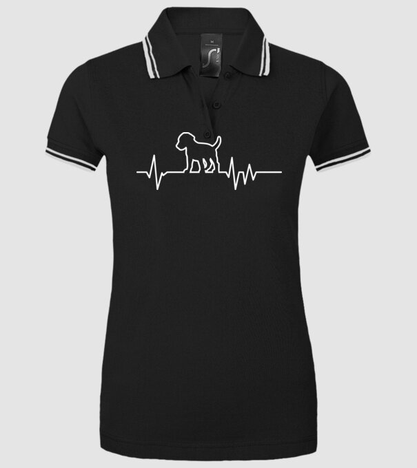 Heartbeat line Beagle model negru pe tricou