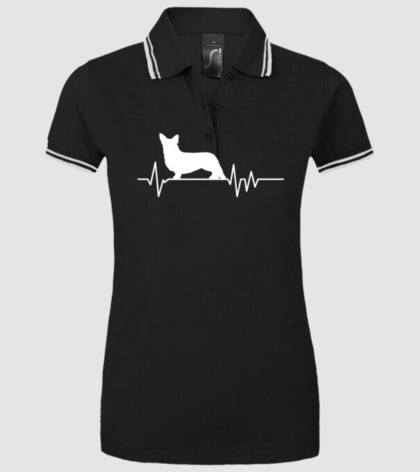 Heartbeat silueta Corgie model negru pe tricou
