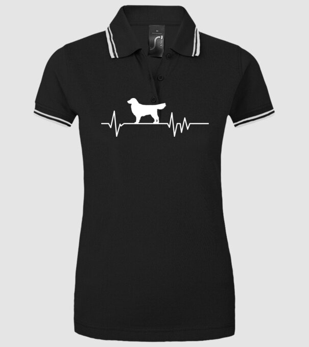 Heartbeat silueta Golden retriever model negru pe tricou
