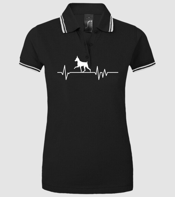 Heartbeat silueta Pinscher model negru pe tricou